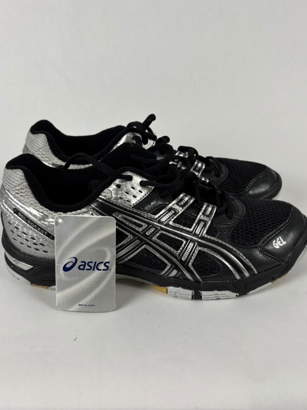 ASICS, Gel-Rocket, Sneakers/Running Shoes, Black/Silver Size women's 9.5-Men's 8